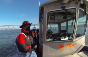 Caltrans worker on boat