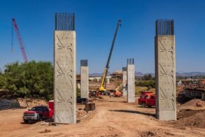 Columns preparing for a bridge