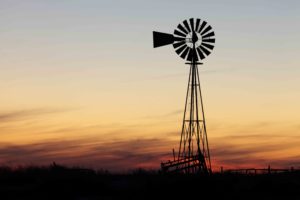 Windmill in the setting sun