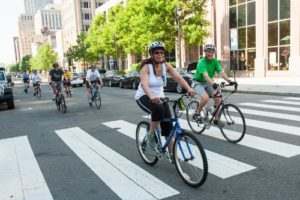 People biking in North Carolina city