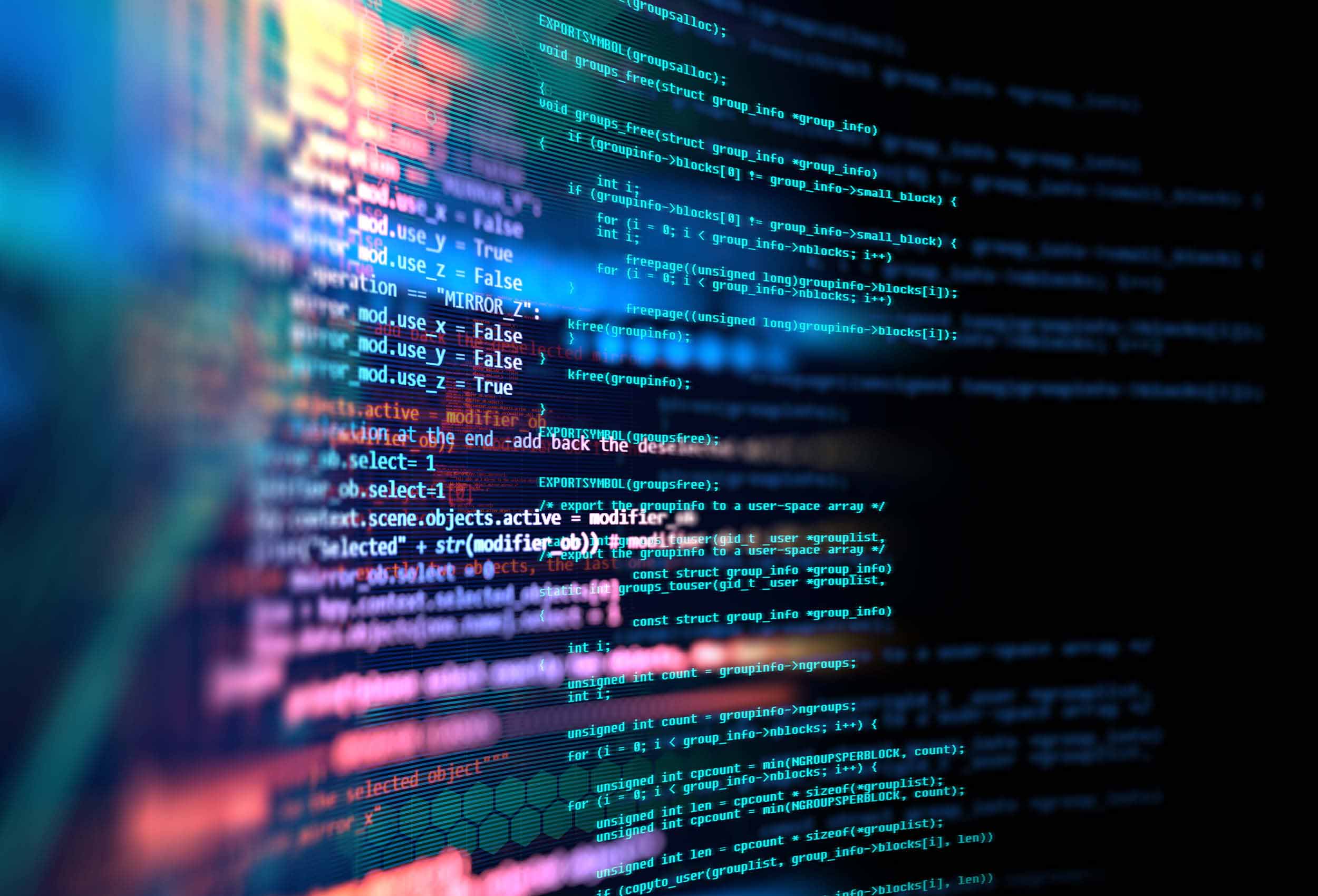 Programming data on black screen.