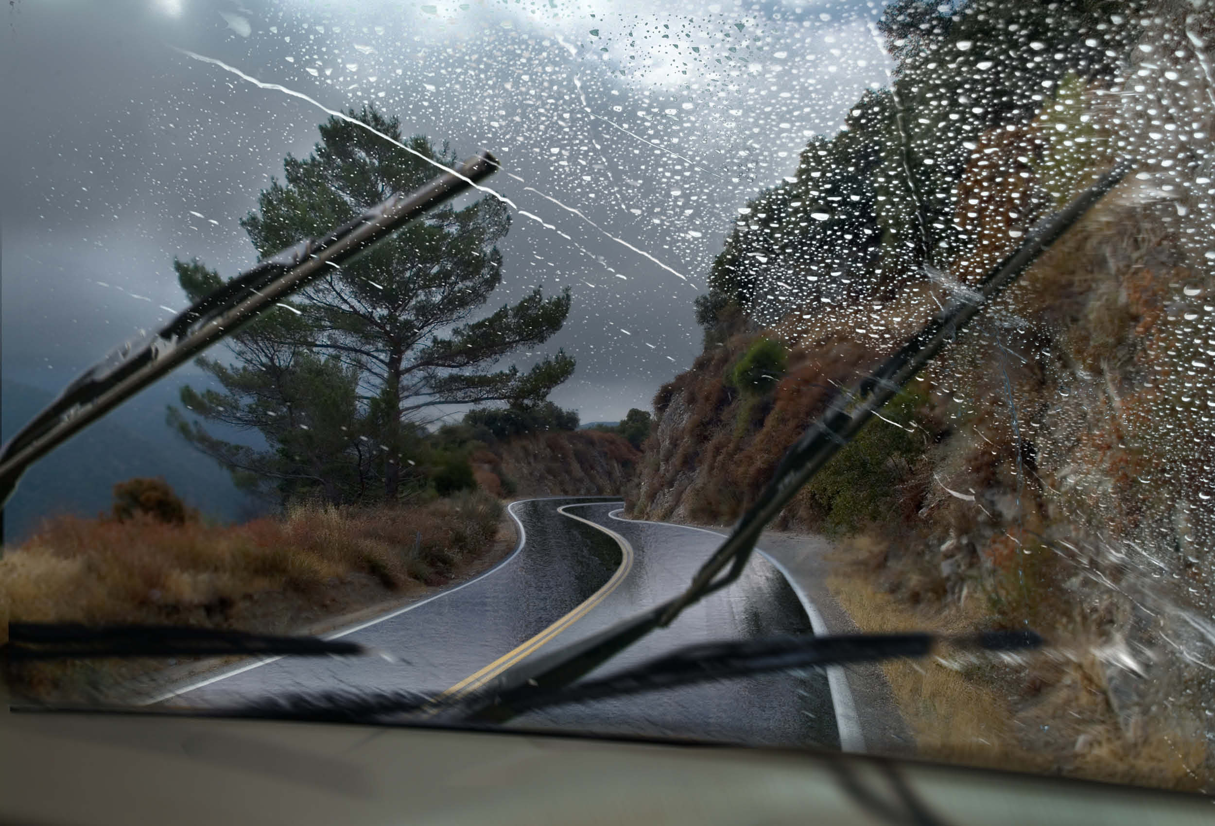 Rainy mountain road.