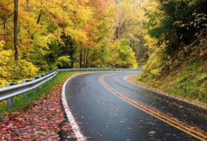 Mountain road in fall.