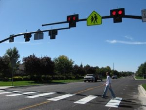 Person crossing in crosswalk