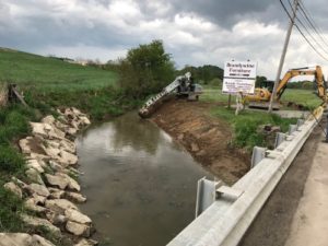 River going under bridge