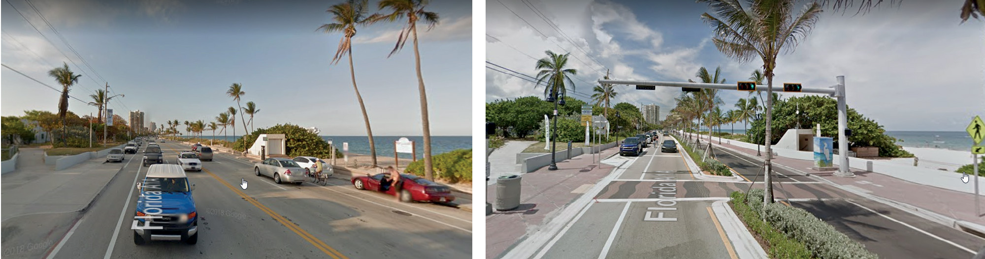 Figure 4: Before and After Route A1A Improvements, Photos Provided by FDOT
