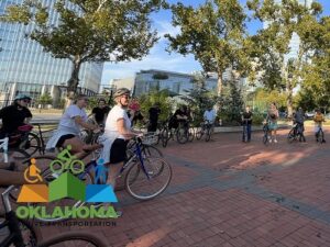 A crowd of people on bikes in Oklahoma.