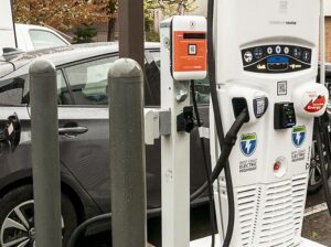 Electric vehicle charging station.