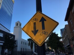 Line lane traffic sign.